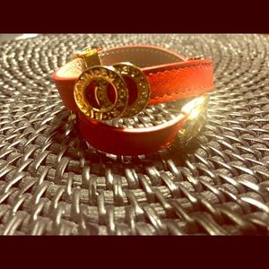 Bulgari red leather wrap bracelet
